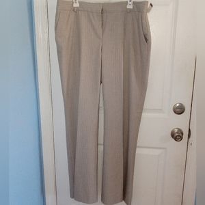 Anne Klein Suit Separate Tan With White Pun Strip Straigh Leg High Rise